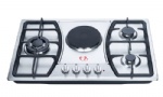 SS Gas Hob Three Burner with Hot Plate 80cm